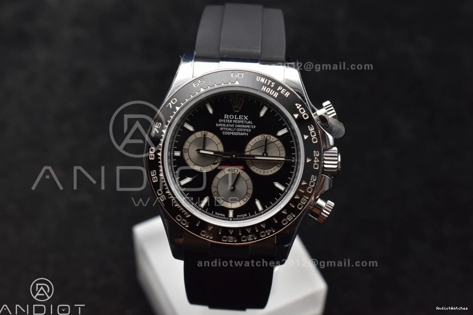 Silver Daytona Oysterflex Best V6 Edition Strap QF on 1:1 Black SH4131 Minimalist Dial 126519 821 (Weighted) 0103